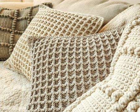 50 идей для подушки, вязаной спицами